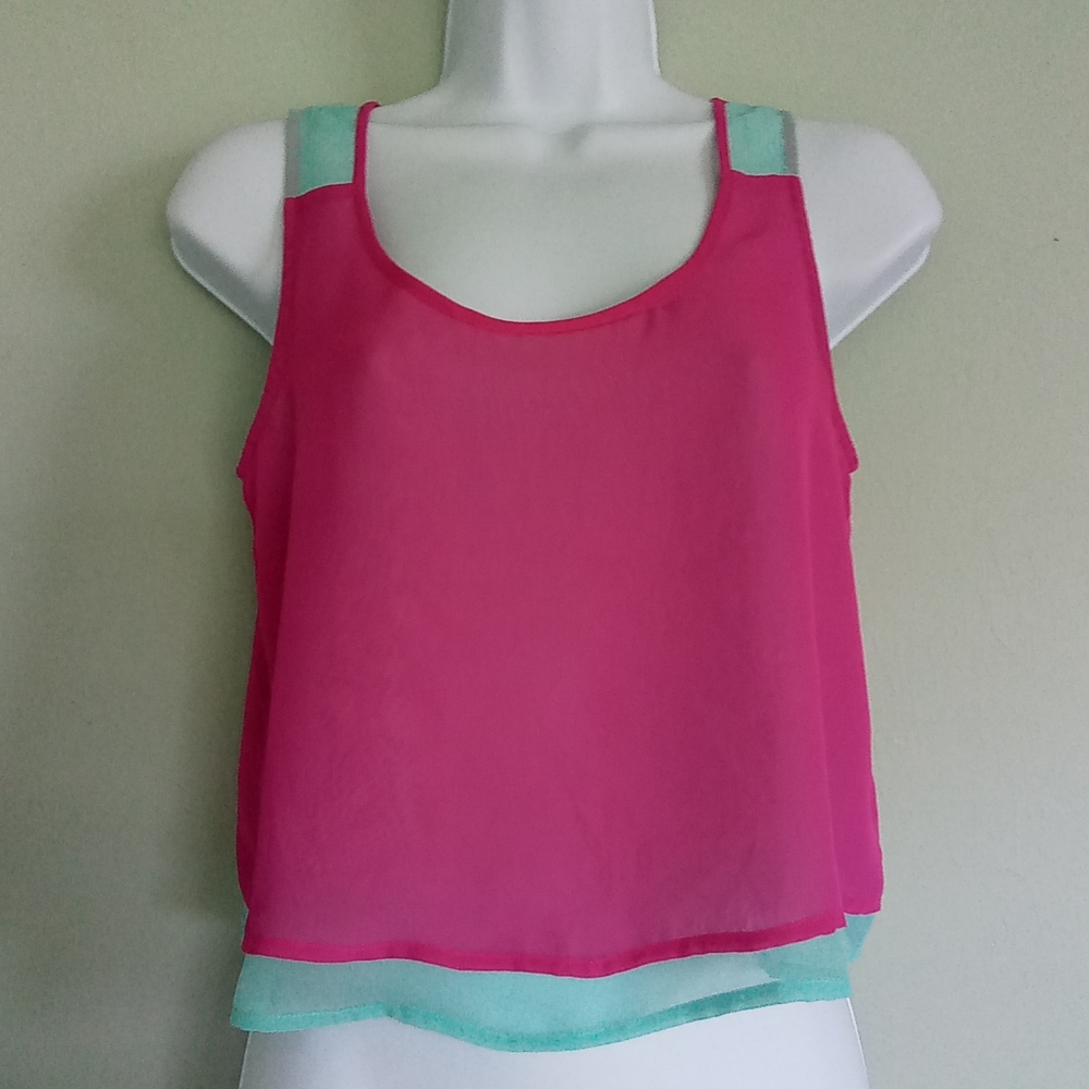 Material Girl fuchsia and aqua crop top